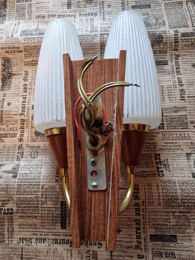 Vintažinis mid century sieninis šviestuvas-bra - nuotraukos Nr. 17
