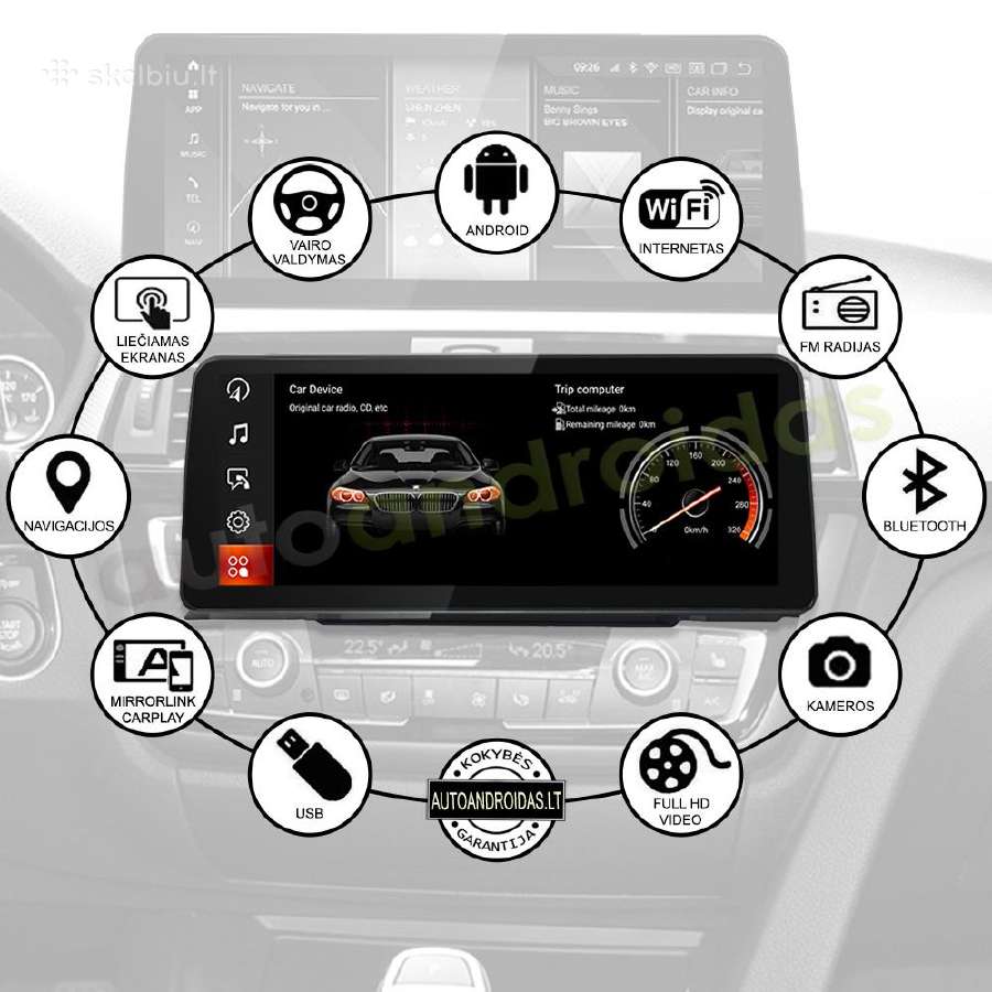 Bmw 3 F30 F31 Bmw 4 Android multimedia 12 coliu - nuotraukos Nr. 2