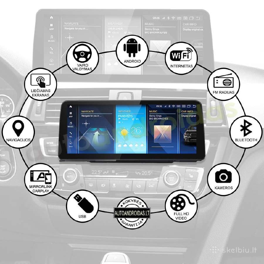 Bmw 3 F30 F31 Bmw 4 Android multimedia 12 coliu - nuotraukos Nr. 3