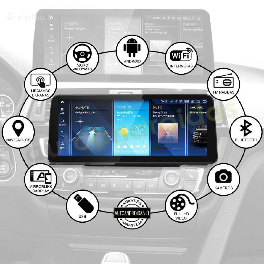 Bmw 3 F30 F31 Bmw 4 Android multimedia 12 coliu - nuotraukos Nr. 4