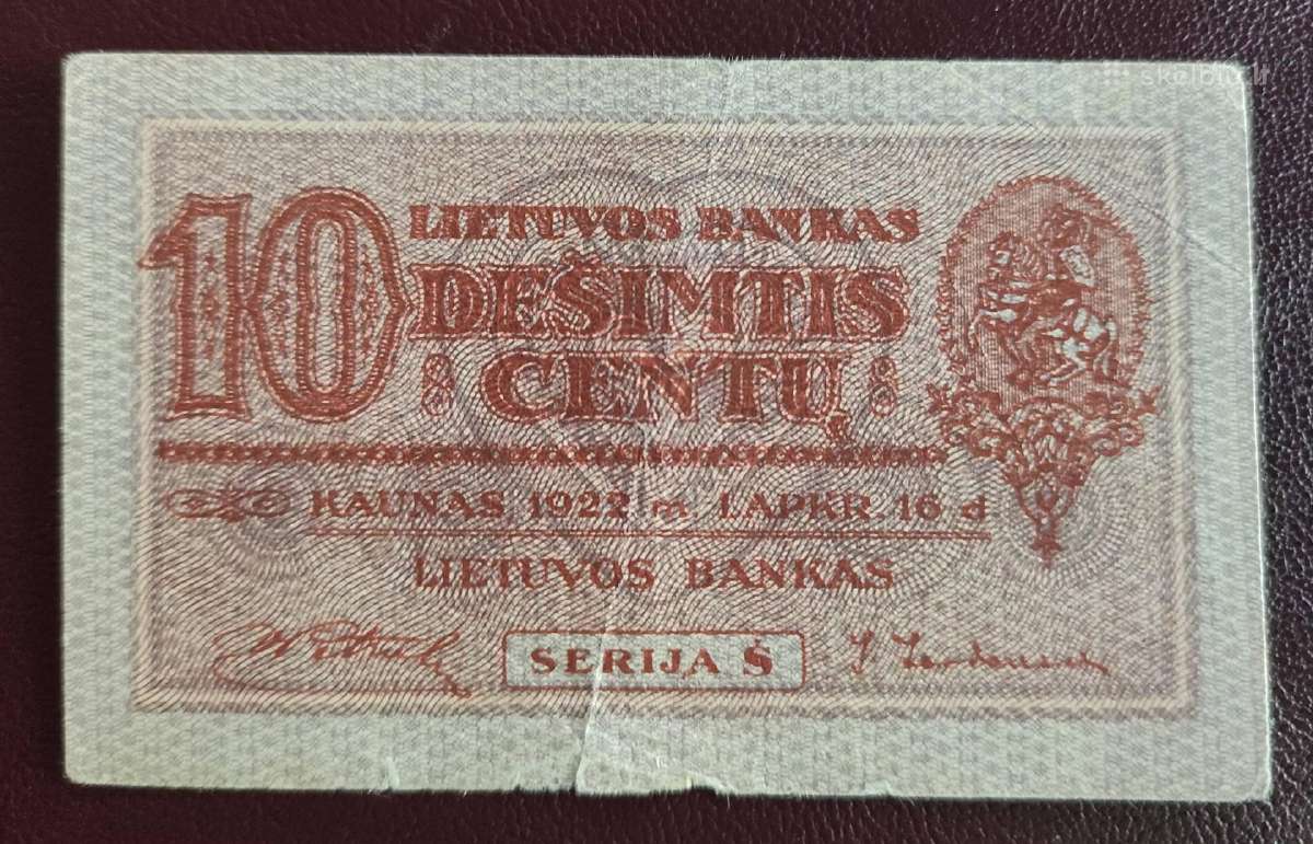 10 Centų 1922 m. Lapkričio 16d Serija Š Lietuva