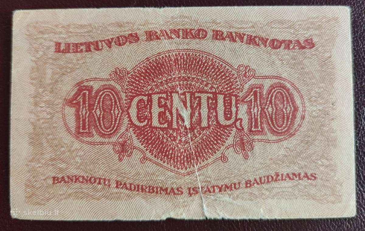 10 Centų 1922 m. Lapkričio 16d Serija Š Lietuva - nuotraukos Nr. 2