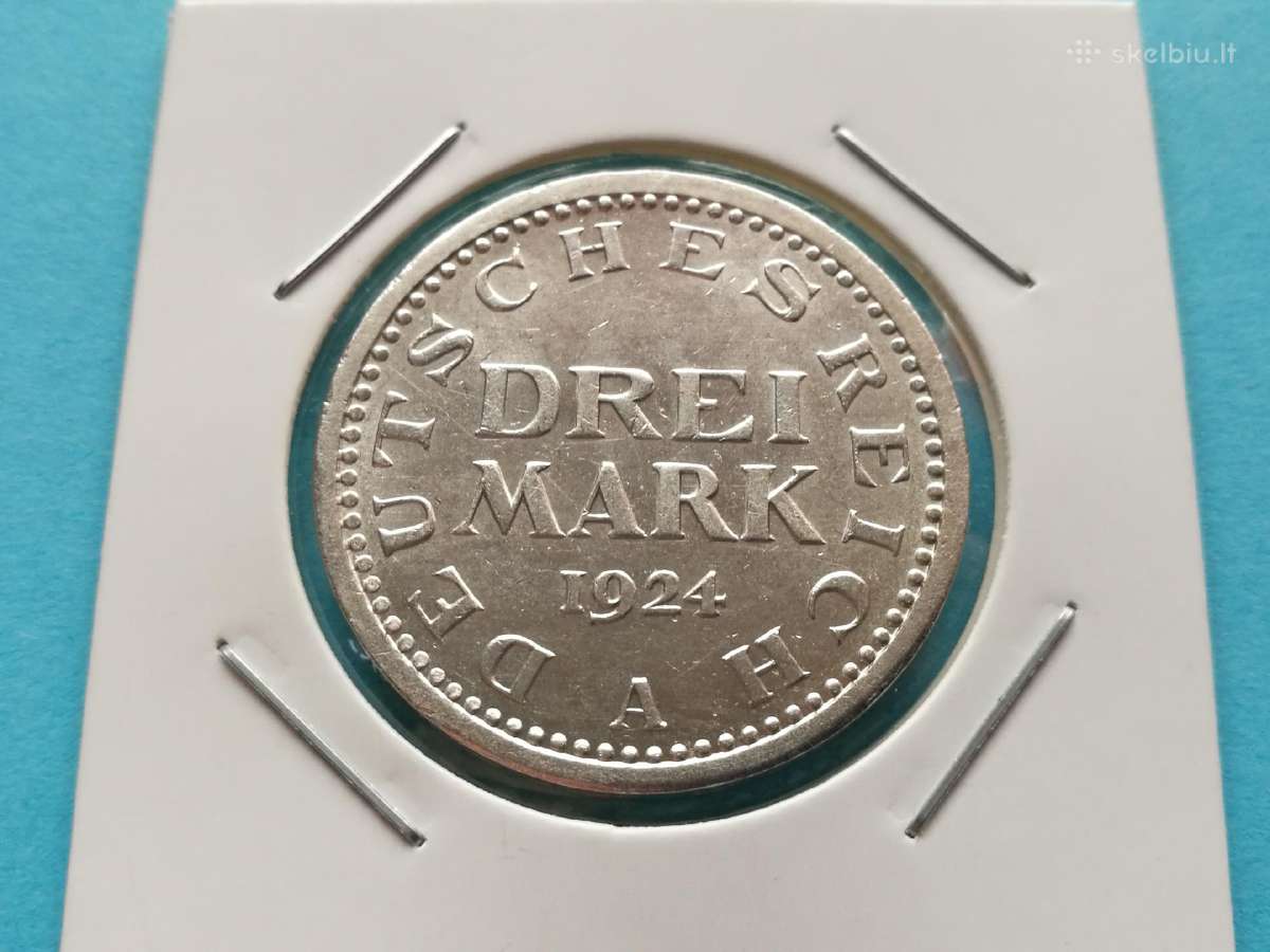 Vokietija Weimaras 3 markes 1924