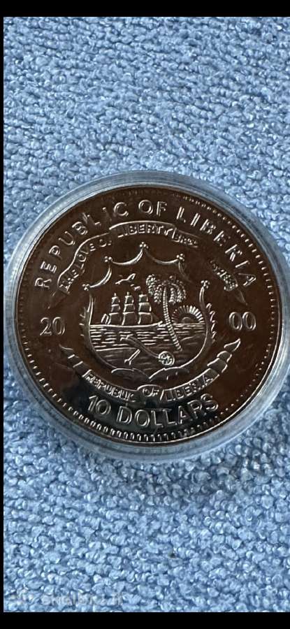 Moneta Liberia 2000m. 5 dollars, cu-ni - nuotraukos Nr. 2