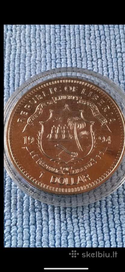Moneta Liberia 1994m. 1 dollar, cu-ni - nuotraukos Nr. 2