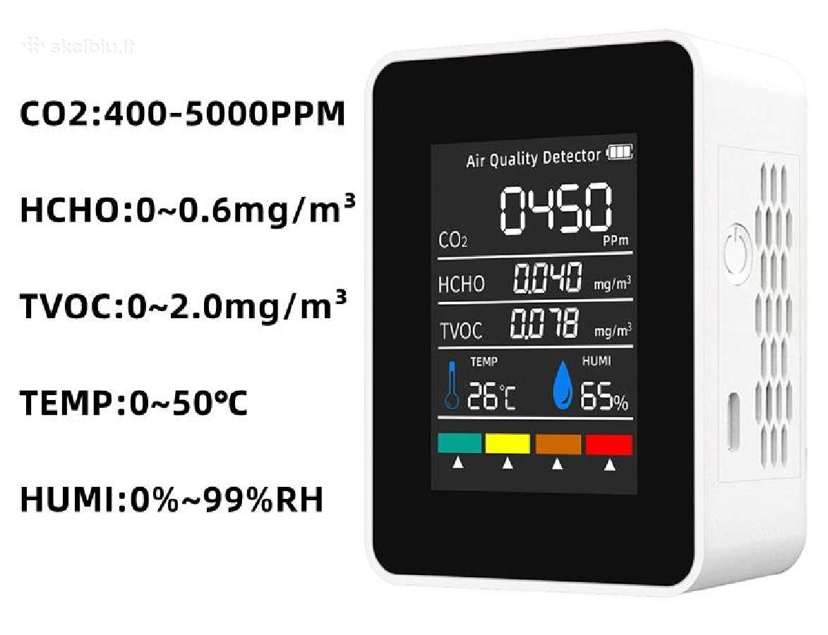 Oro kokybės detektorius Co2 Hcho Tvoc drėgmės temp - nuotraukos Nr. 3