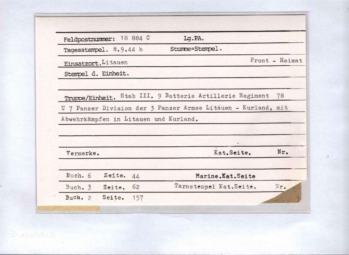 Lauko pastas Lietuva 1944 m. Vokas - nuotraukos Nr. 3