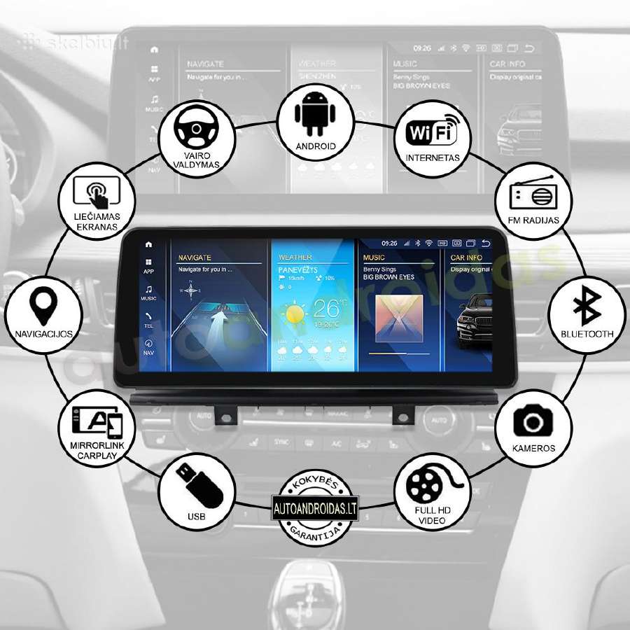 Bmw X5 F15 X6 F16 Android multimedia 12 colių WiFi - nuotraukos Nr. 3