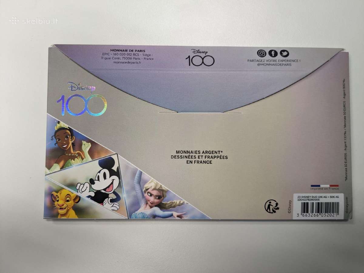 Disney 100 metų, 50 €+10 € sidabras*, Prancūzija - nuotraukos Nr. 2