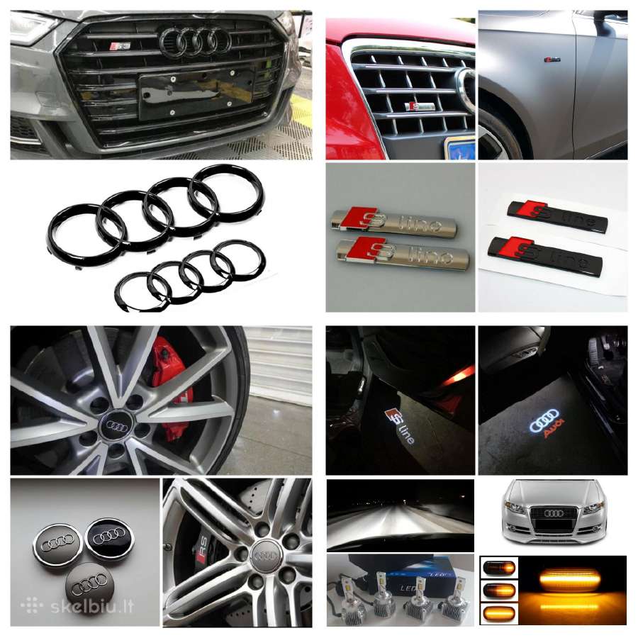 Audi ziedai , S-line, ratlankiu dangteliai, LED.