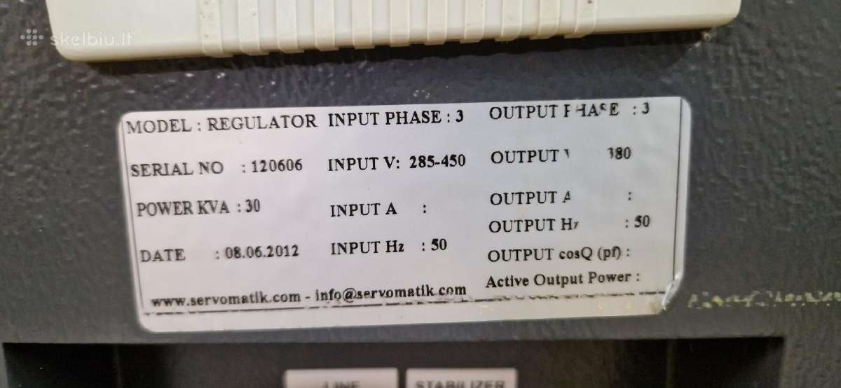 Įtampos stabilizatorius 30kva, 1/3 fazių - nuotraukos Nr. 7