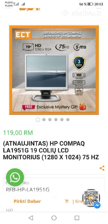 Monitorius 19 coliu hp la1951g ir samsung ir asus - nuotraukos Nr. 2