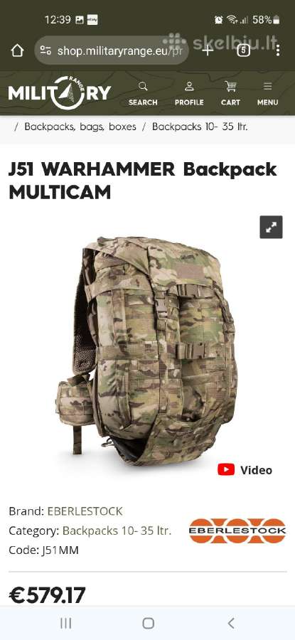 Kuprine Eberlestock Warhammer multicam - nuotraukos Nr. 3