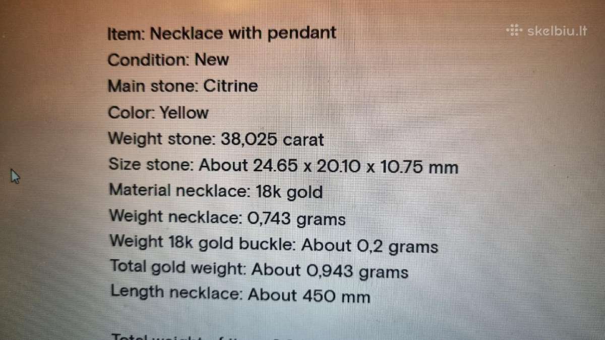 Geltono aukso citrino pakabukai -38ct, 33ct, 49ct. - nuotraukos Nr. 3