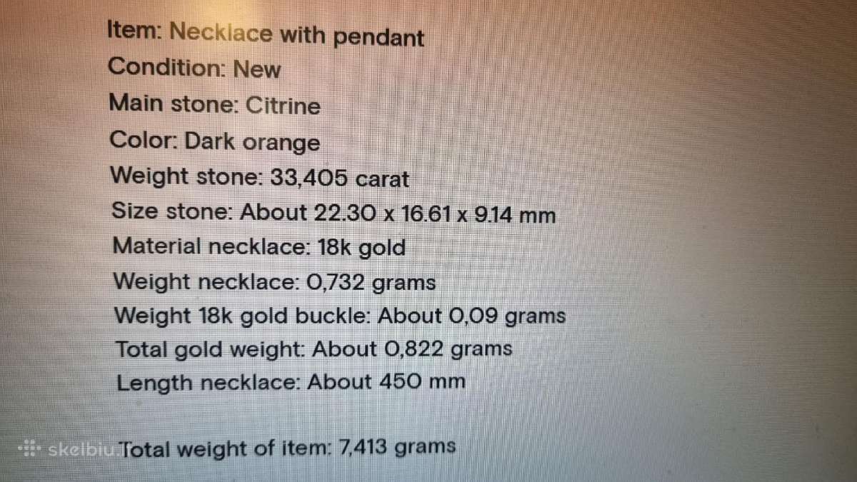 Geltono aukso citrino pakabukai -38ct, 33ct, 49ct. - nuotraukos Nr. 7
