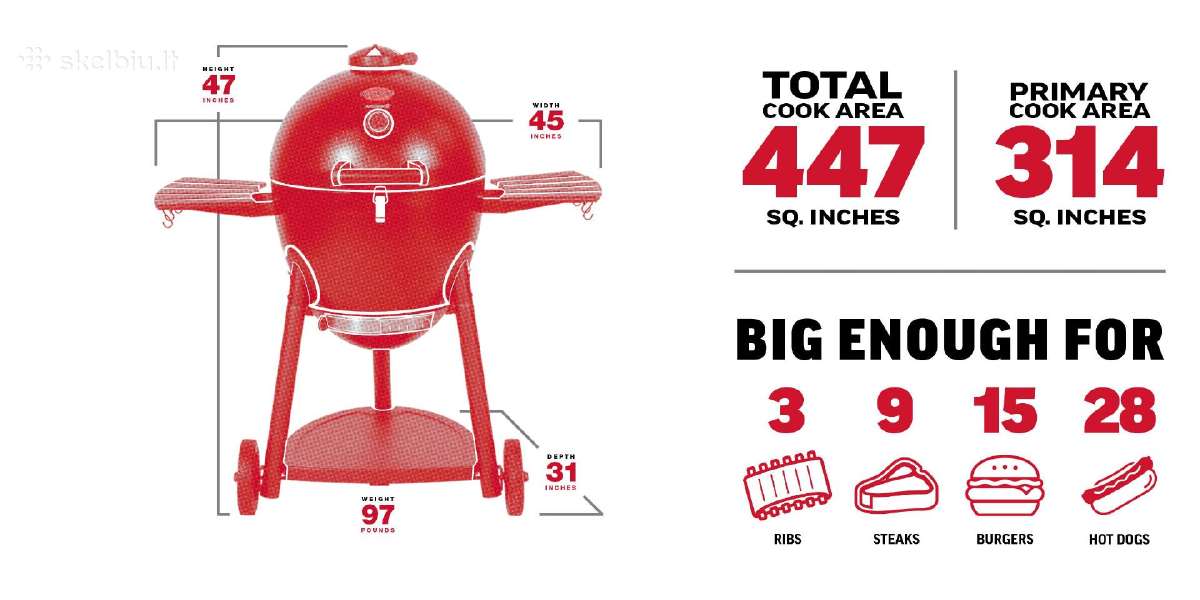 Anglinis lauko grilis Kamado Char-griller Akorn - nuotraukos Nr. 9