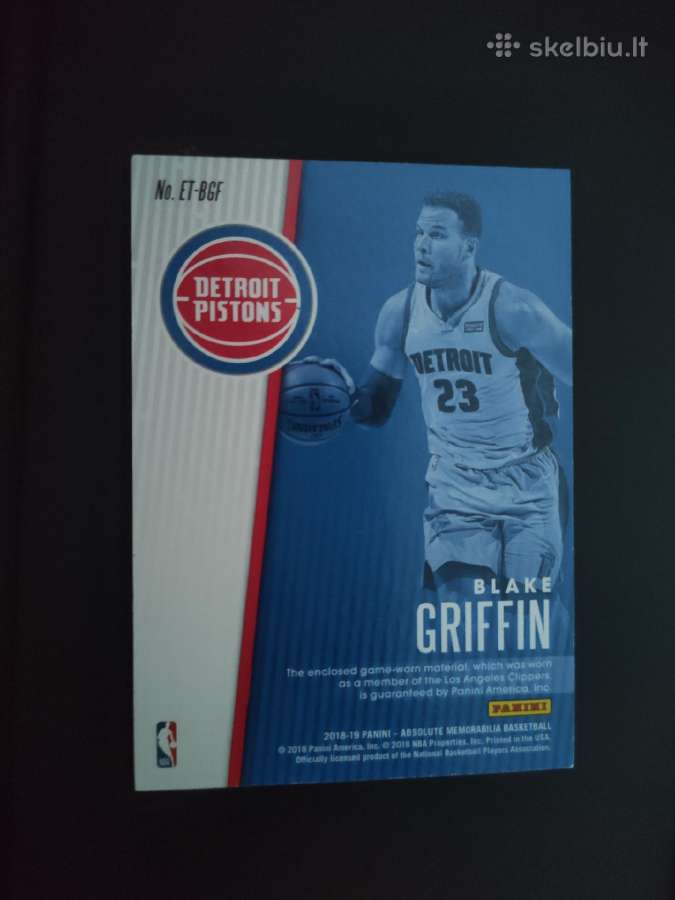Nba kortelė Blake Griffin su aprangos gabaliuku - nuotraukos Nr. 2