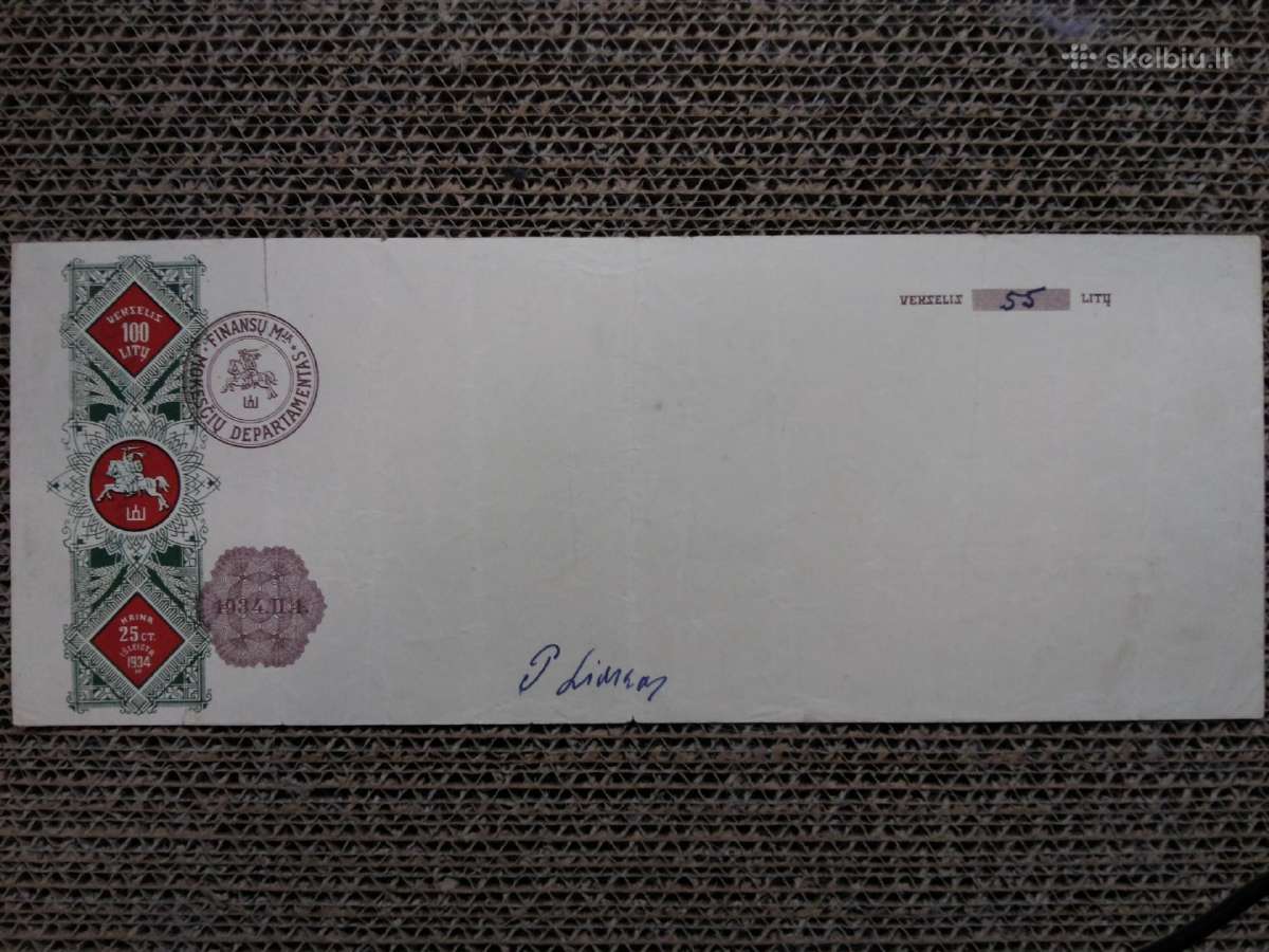 Vekselis 100 litų 1934m