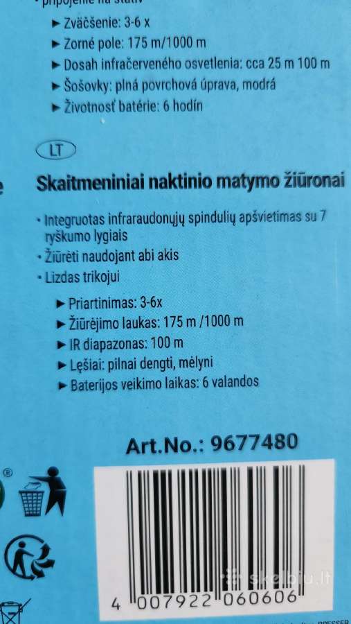 Naktinio matymo žiūronai bresser 3x20 - nuotraukos Nr. 3