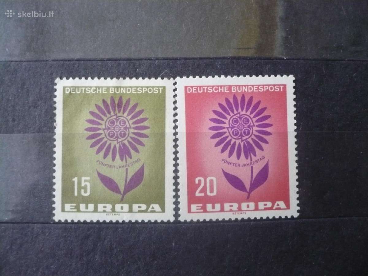 1964 metų Europa pašto ženklai Mhn