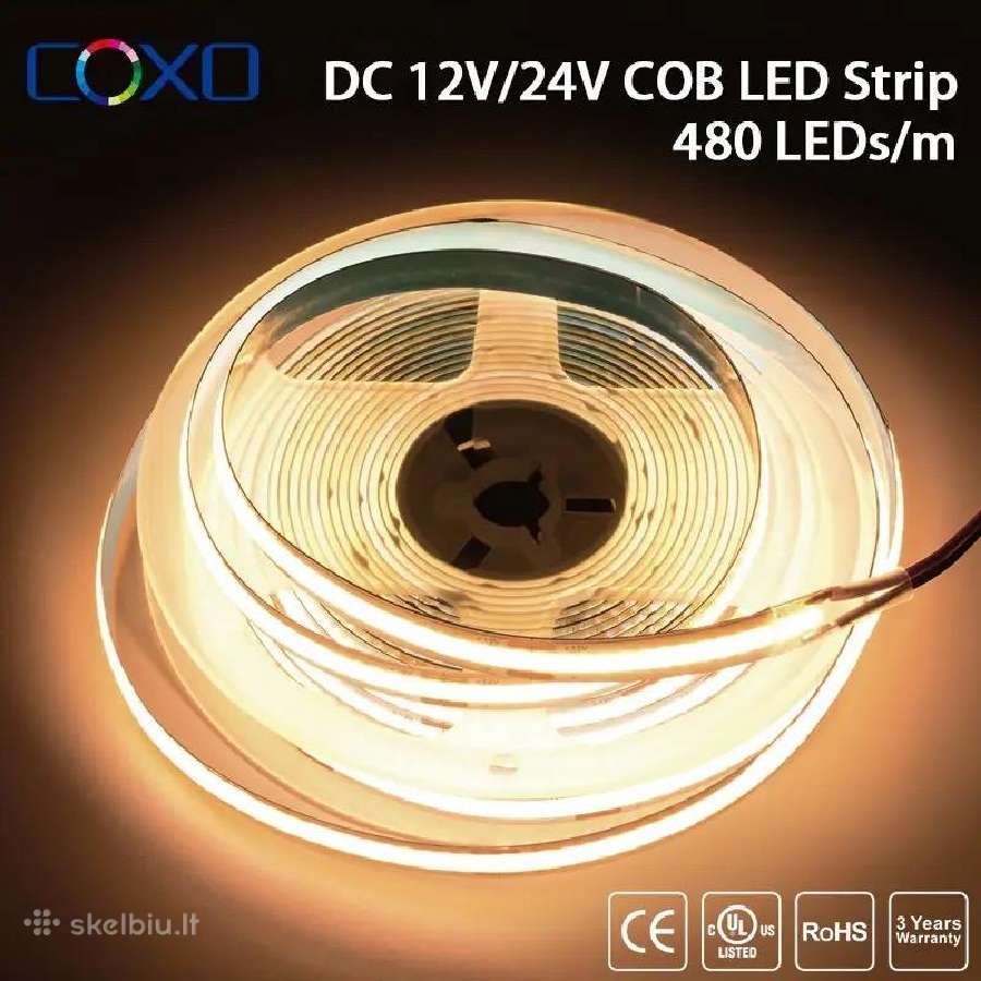 Cob LED juosta 4000k, 480 LED, Dc 24v, 5m