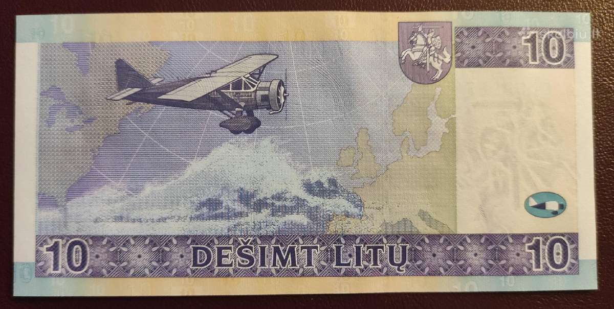 10 Litų 2007 m. žemas numeris Aa0000957 Unc - nuotraukos Nr. 2