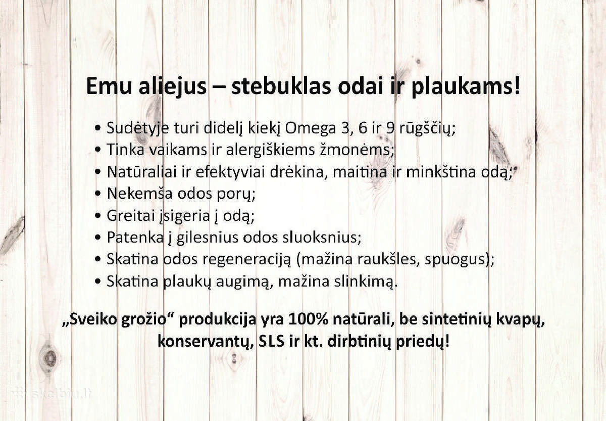 Emu aliejus (stručio taukai) - nuotraukos Nr. 8