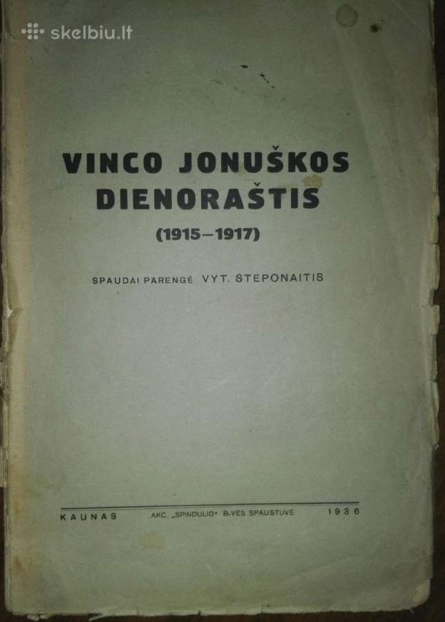 Vinco Joniškos Dienoraštis (1915-1917) 1936 m.