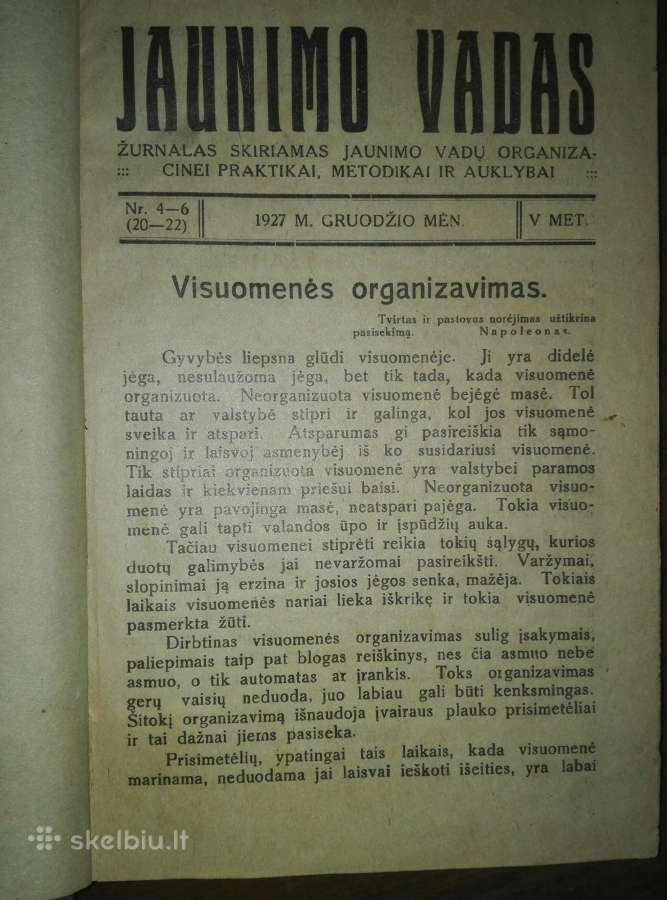 Antikvariniai žurnalai Jaunimo Vadas 1927 m.