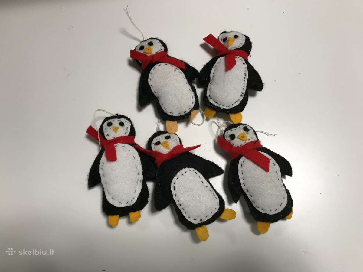 Žaisliukai, papuošimai Kalėdų eglutei, pingvinai