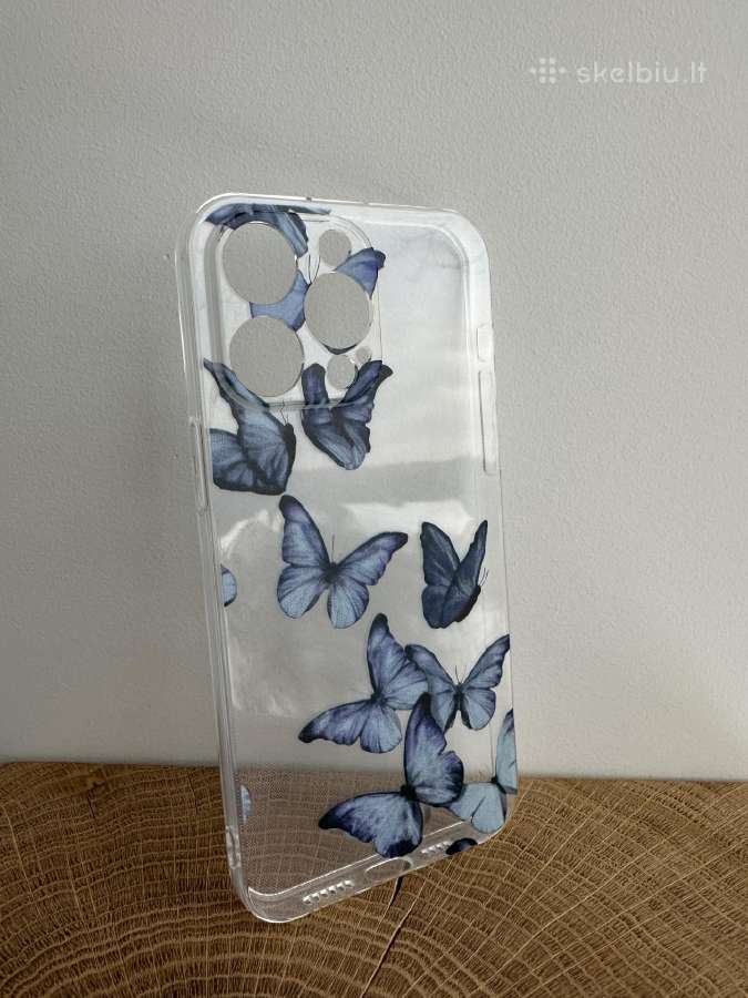 Skaidrus iPhone 14 Pro Max dėkliukas su drugeliais