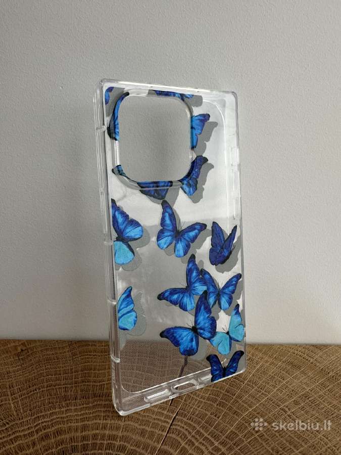 Skaidrus iPhone 14 Pro dėkliukas su drugeliais