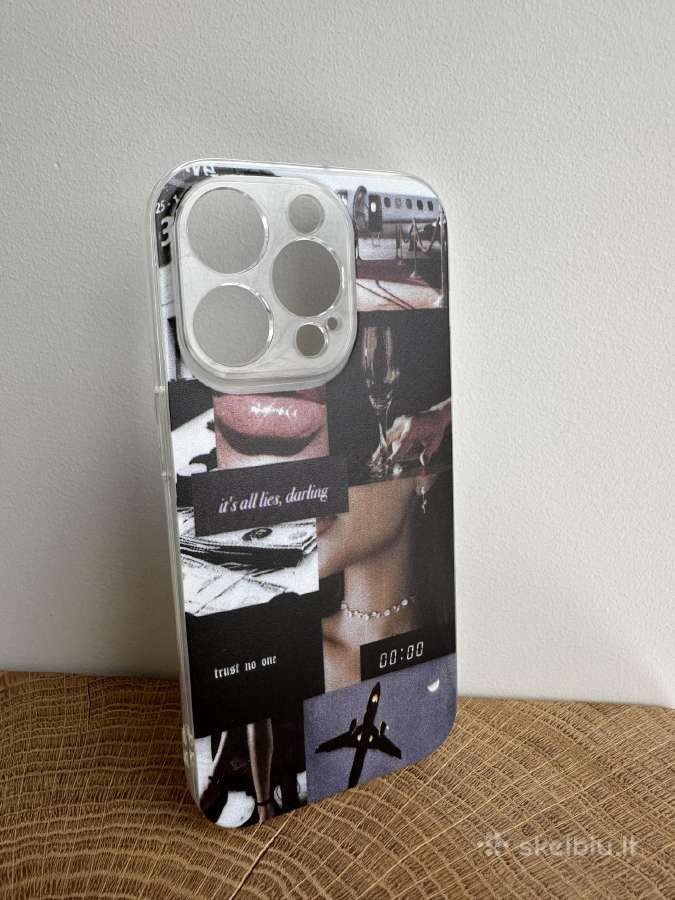 Tamsus koliažinis iPhone 14 Pro dėkliukas