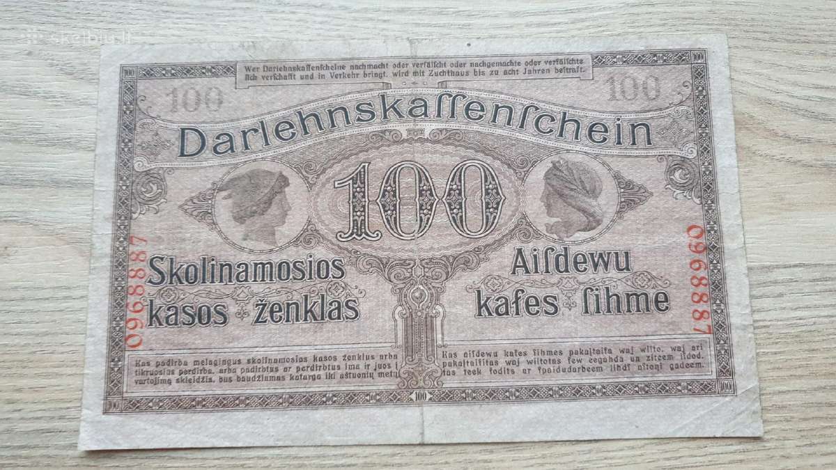 1918 m. 100 Ost markių Lietuva Lenkija Vokietija - nuotraukos Nr. 2