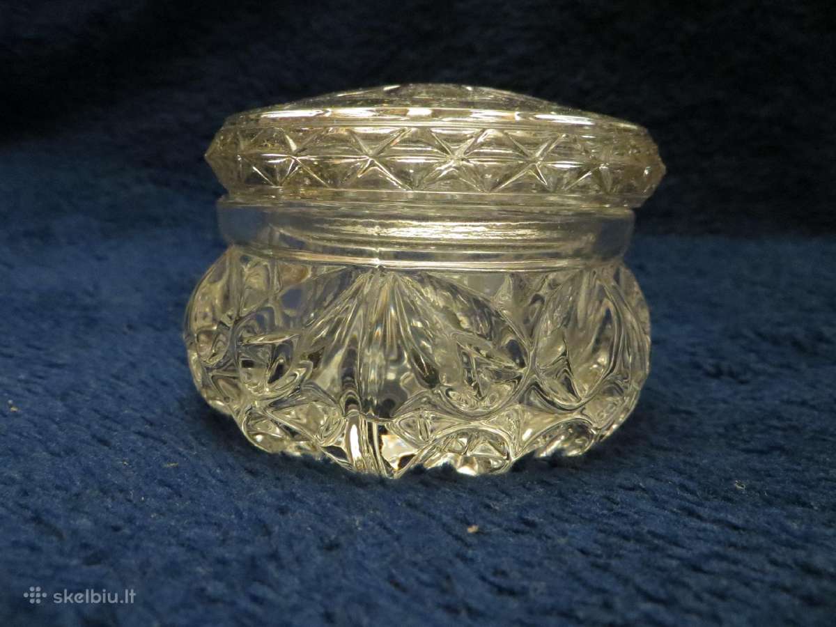 Stiklinė dėžutė su dangteliu maža ~7 cm vintažinė - nuotraukos Nr. 9