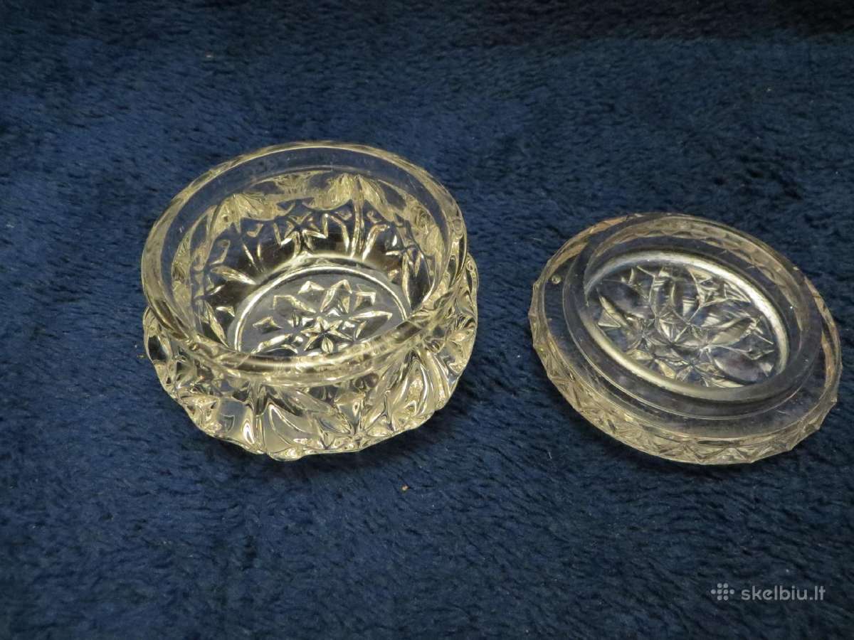 Stiklinė dėžutė su dangteliu maža ~7 cm vintažinė - nuotraukos Nr. 5