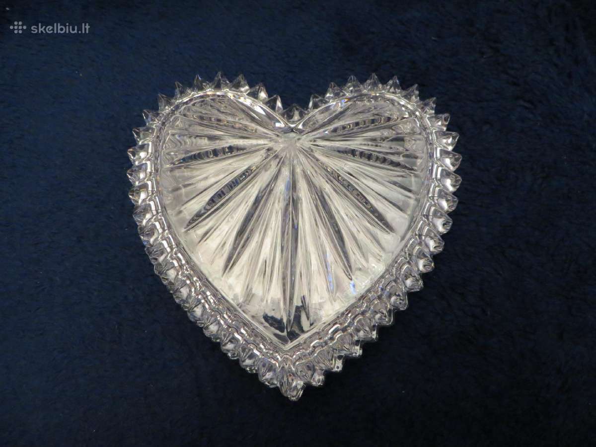 Dėžutė krištolinė širdelė ~9*10cm sunki vintažinė - nuotraukos Nr. 2