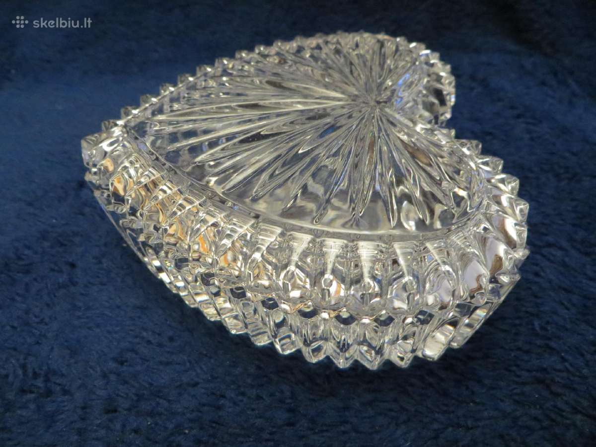 Dėžutė krištolinė širdelė ~9*10cm sunki vintažinė - nuotraukos Nr. 4