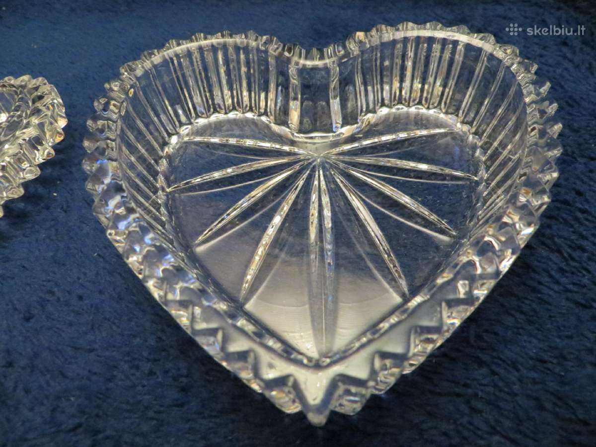 Dėžutė krištolinė širdelė ~9*10cm sunki vintažinė - nuotraukos Nr. 7