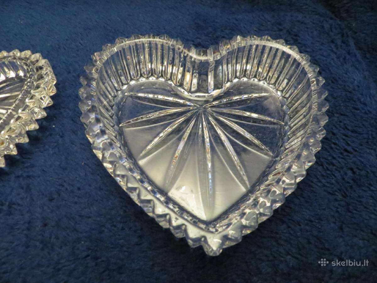 Dėžutė krištolinė širdelė ~9*10cm sunki vintažinė - nuotraukos Nr. 8