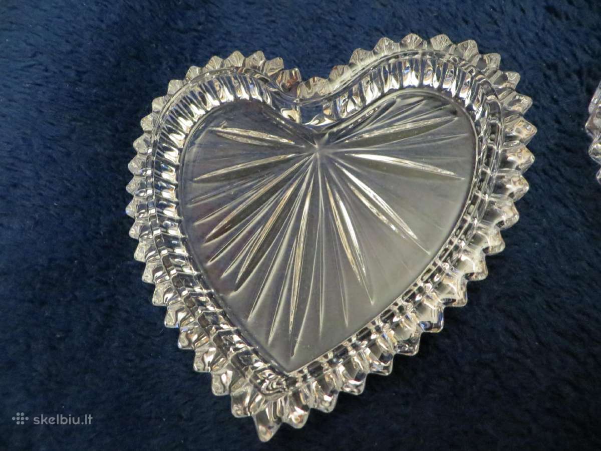 Dėžutė krištolinė širdelė ~9*10cm sunki vintažinė - nuotraukos Nr. 9