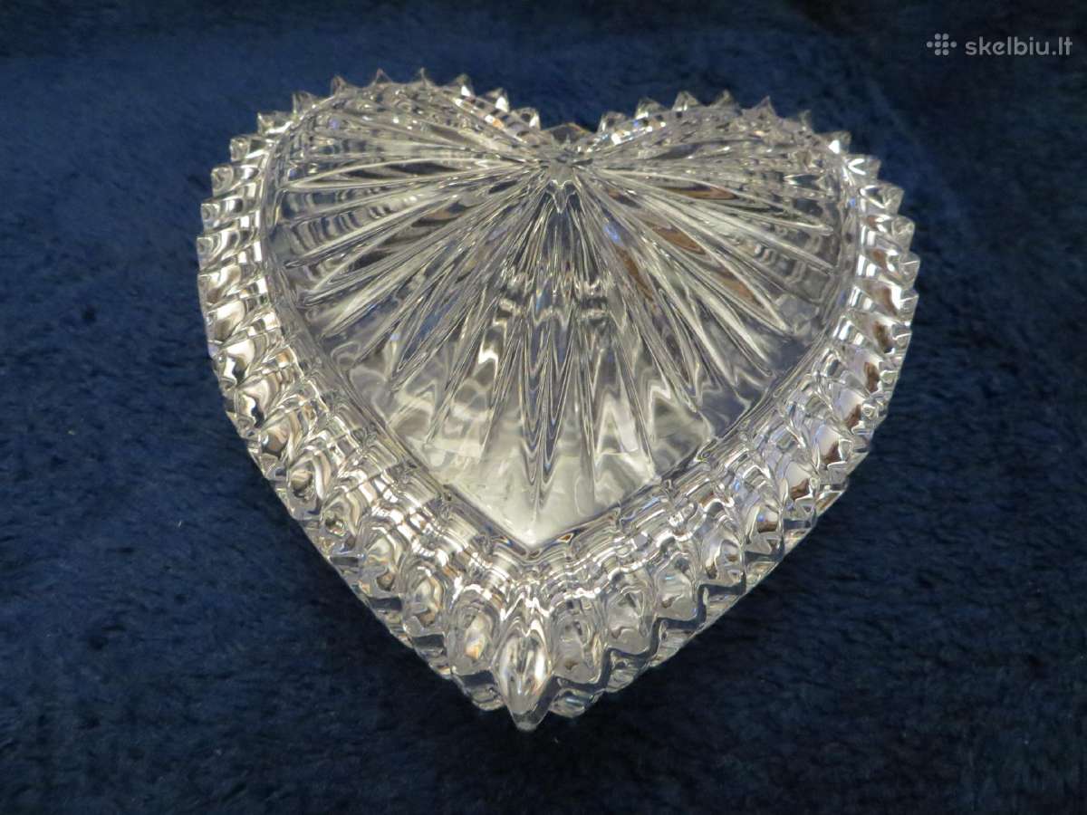 Dėžutė krištolinė širdelė ~9*10cm sunki vintažinė - nuotraukos Nr. 15