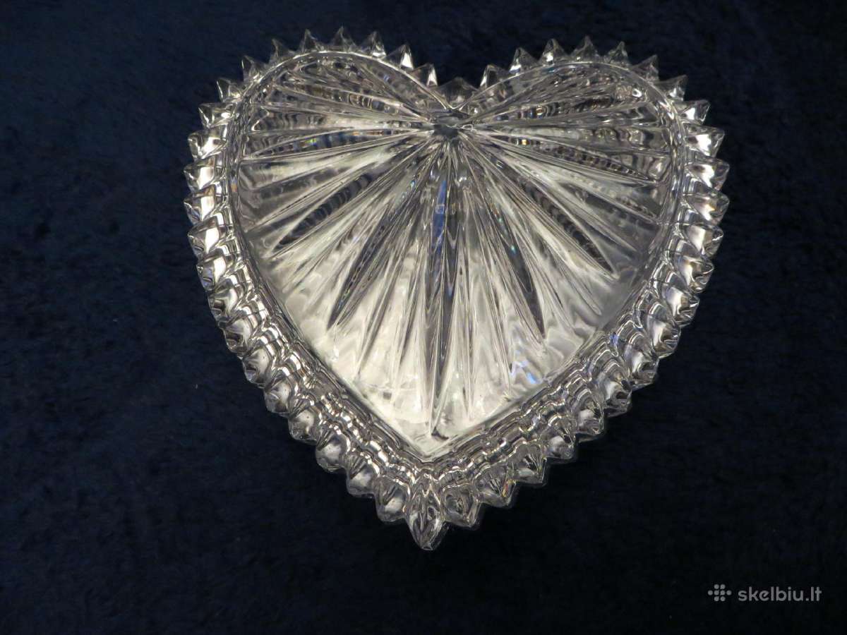 Dėžutė krištolinė širdelė ~9*10cm sunki vintažinė - nuotraukos Nr. 16