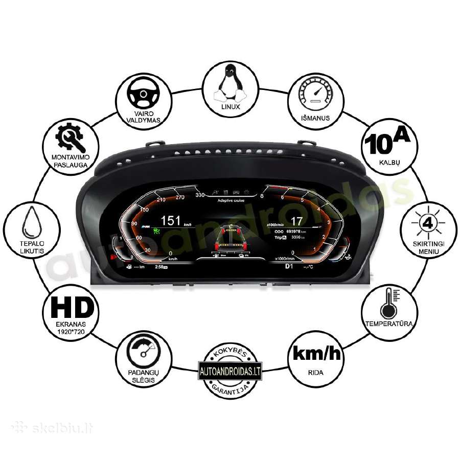 Bmw 5 E60 E61 6 E63 E64 2004-10 LCD spidometras - nuotraukos Nr. 2