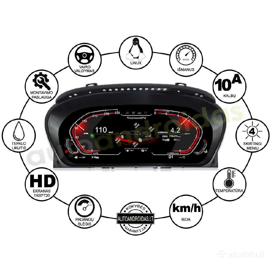 Bmw 5 E60 E61 6 E63 E64 2004-10 LCD spidometras - nuotraukos Nr. 5