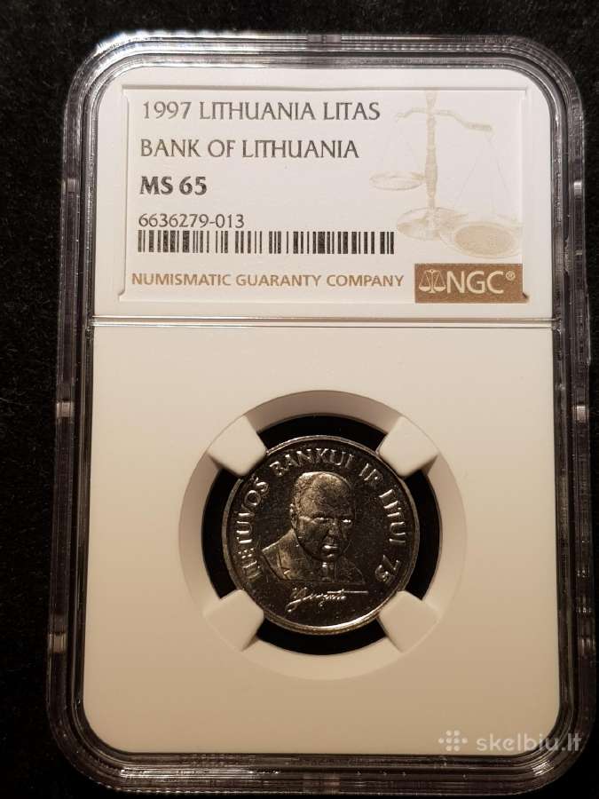 1997 1 litas Jurgutis Ms65 Ngc