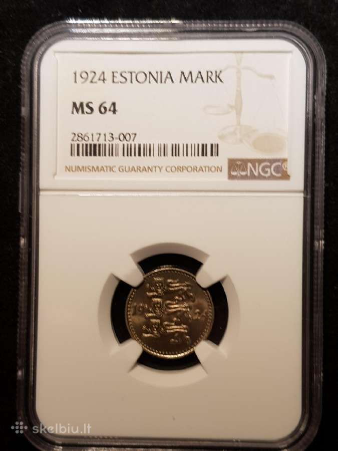 Estija 1924 1 marka Ms64 Ngc