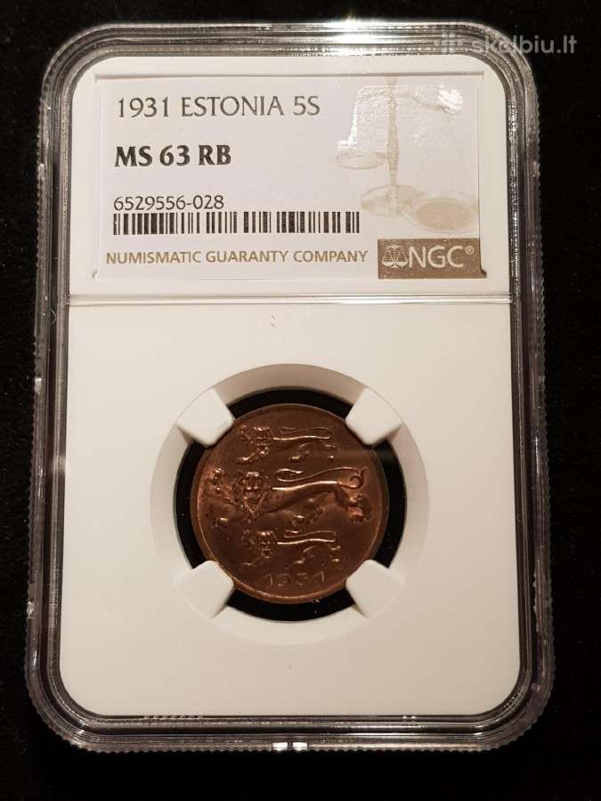 Estija 1931 5 sentij Ms63 Rb Ngc