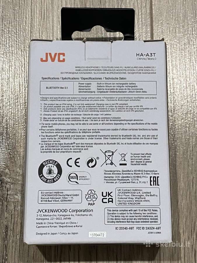 JVC belaidės ausinės - nuotraukos Nr. 2