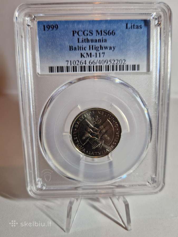 1999 1 litas Baltijos kelias Pcgs Ms66 - nuotraukos Nr. 2